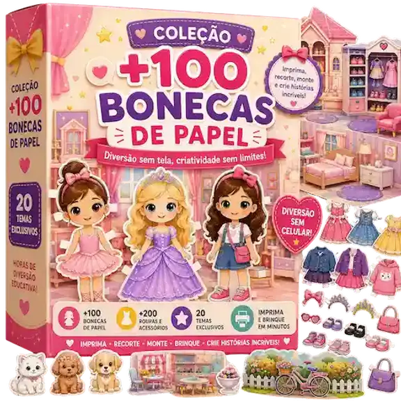 Mockup da Coleção +100 Bonecas de Papel